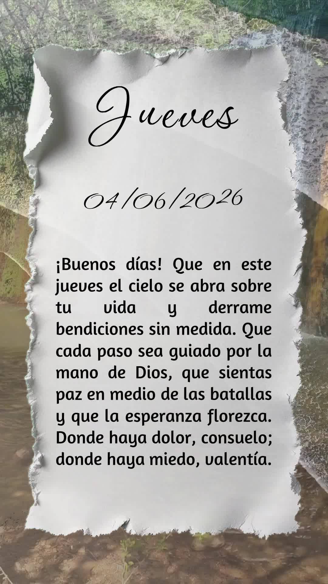 Bom dia! Que nesta quinta-feira o céu se abra sobre sua vida e derrame bênçãos sem medida. Que cada passo seu seja guiado pelas mãos de Deus, que a ...