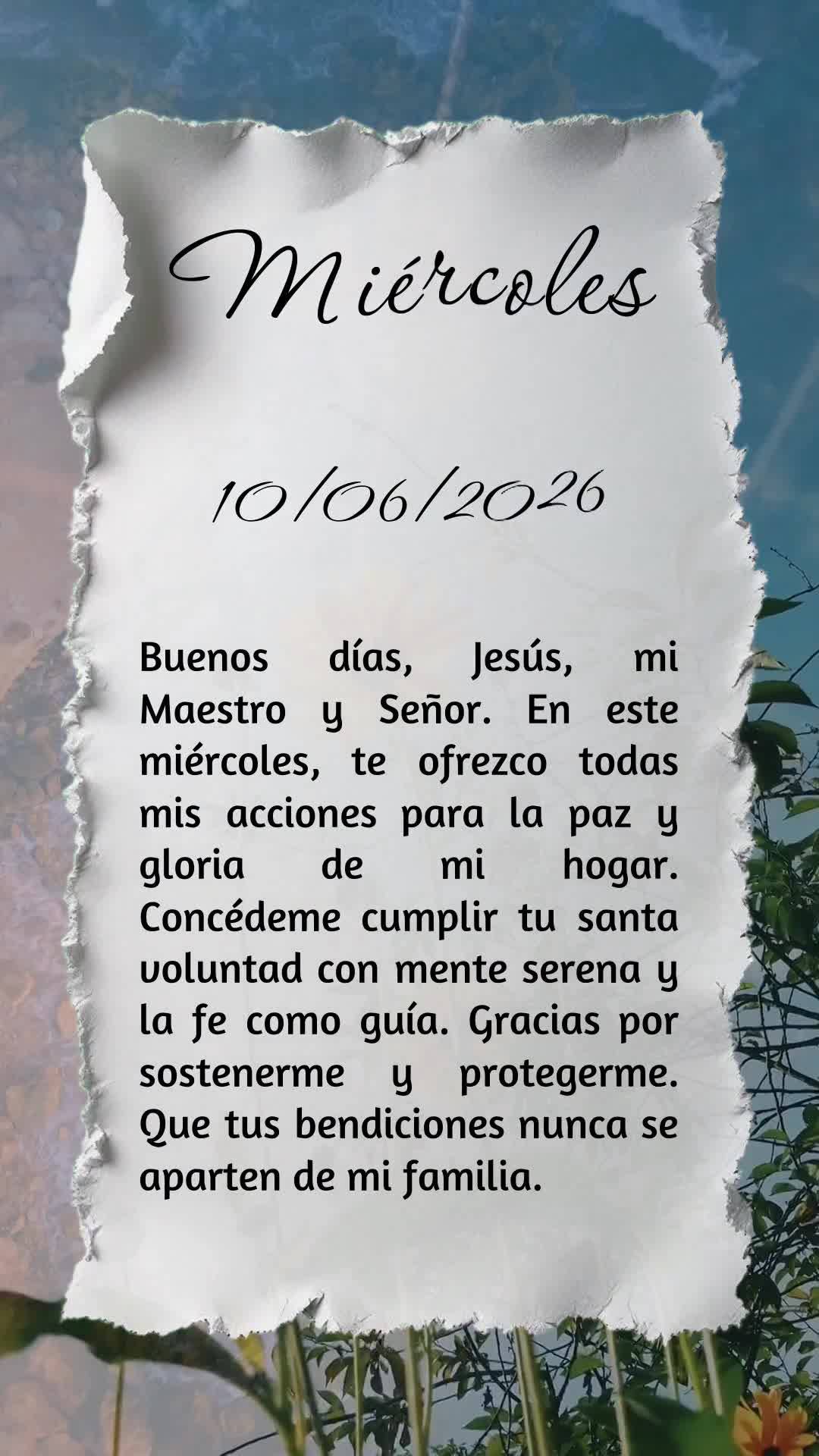 Bom dia, Jesus, meu Mestre e Senhor. Nesta quarta-feira, ofereço-Te todas as minhas ações para a paz e glória do meu lar. Concede-me cumprir a Tua sa...