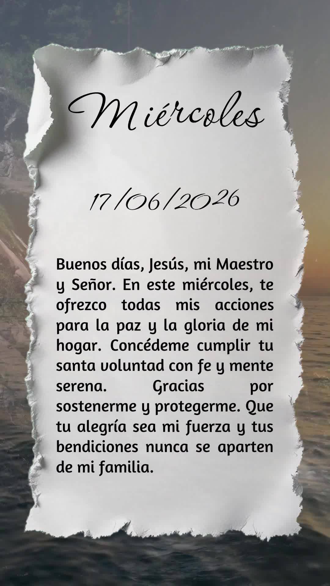 Bom dia, Jesus, meu Mestre e Senhor. Nesta quarta-feira, ofereço-Te todas as minhas ações para a paz e a glória do meu lar. Concede-me cumprir Tua sa...