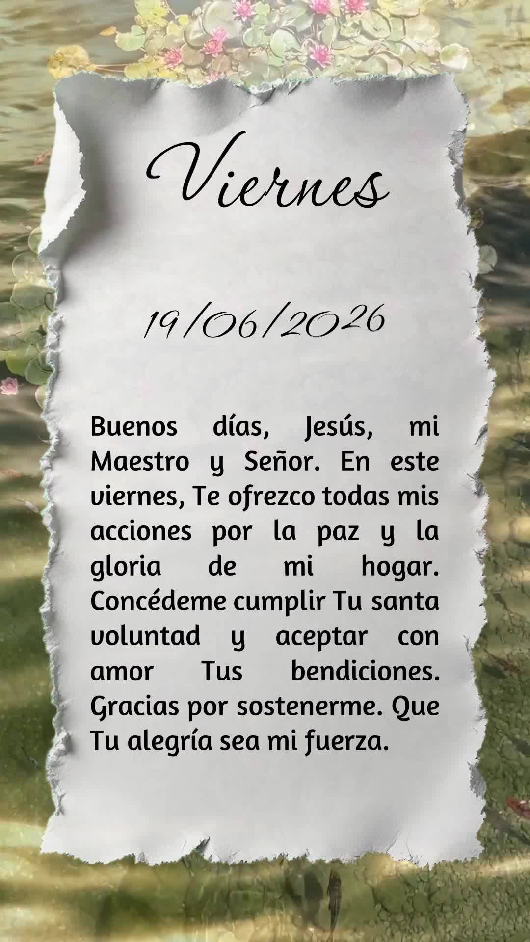 Bom dia, Jesus, meu Mestre e Senhor. Nesta sexta-feira, ofereço-Te todas as minhas ações para a paz e a glória do meu lar. Concede-me cumprir Tua san...