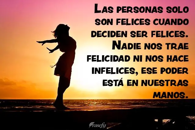 A gente só é feliz quando decide ser feliz. Ninguém nos traz felicidade ou nos faz infeliz, esse poder está em nossas mãos.
