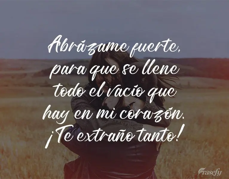Abrázame fuerte, para que se llene todo el vacío que hay en mi corazón. ¡Te extraño tanto!