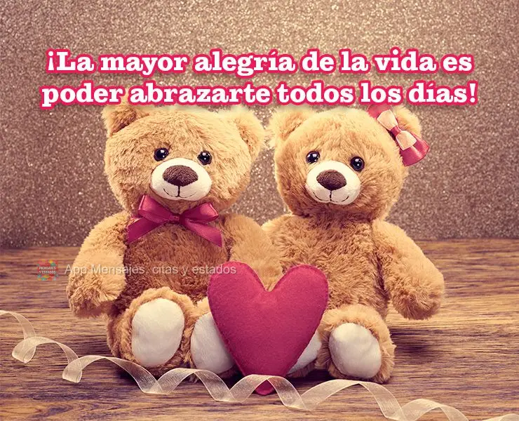 ¡La mayor alegría de la vida es poder abrazarte todos los días!