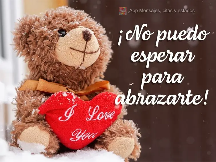 ¡No puedo esperar para abrazarte!