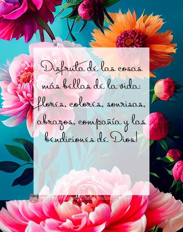 Disfruta de las cosas más bellas de la vida: flores, colores, sonrisas, abrazos, compañía y las bendiciones de Dios!