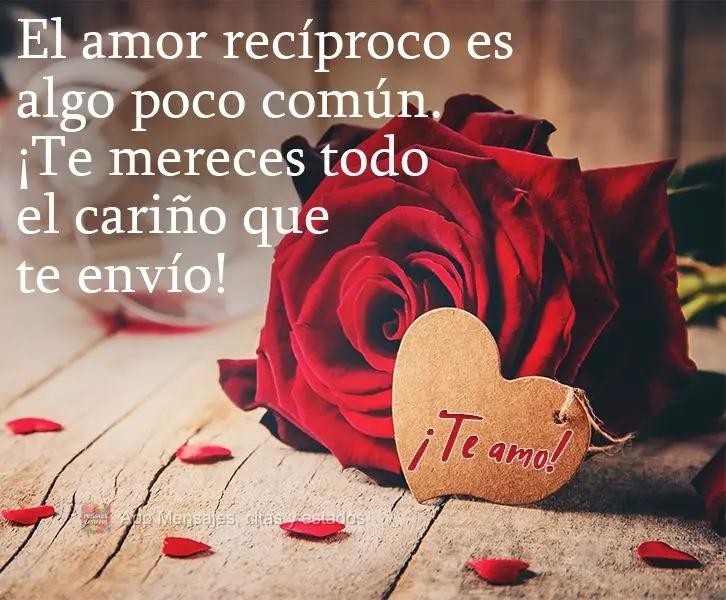 El amor recíproco es algo poco común. ¡Te mereces todo el cariño que te envío!  ¡Te amo!
