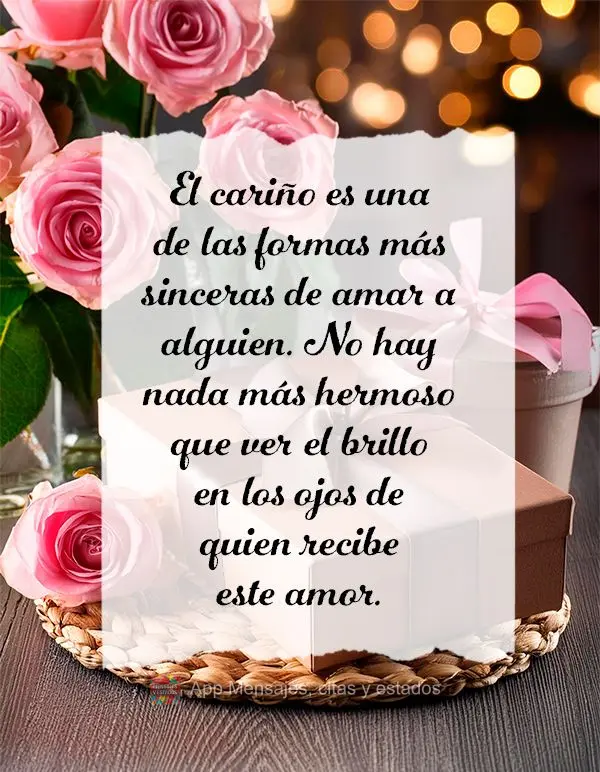 El cariño es una de las formas más sinceras de amar a alguien. No hay nada más hermoso que ver el brillo en los ojos de quien recibe este amor.