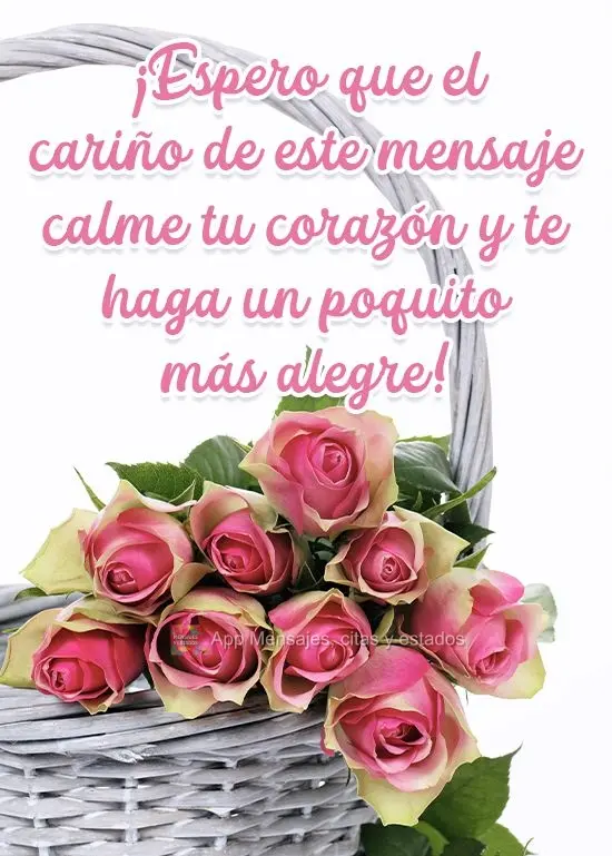 ¡Espero que el cariño de este mensaje calme tu corazón y te haga un poquito más alegre!