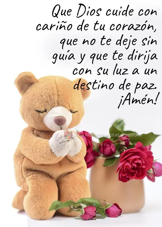 Que Dios cuide con cariño de tu corazón, que no te deje sin guía y que te dirija con su luz a un destino de paz. ¡Amén!