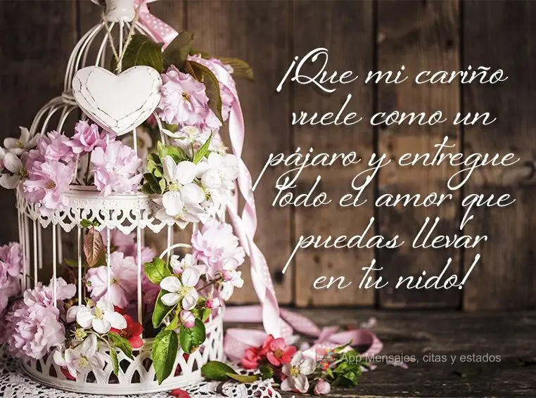 ¡Que mi cariño vuele como un pájaro y entregue todo el amor que puedas llevar en tu nido!