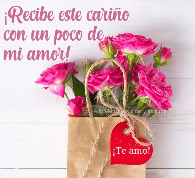 ¡Recibe este cariño con un poco de mi amor! ¡Te amo!