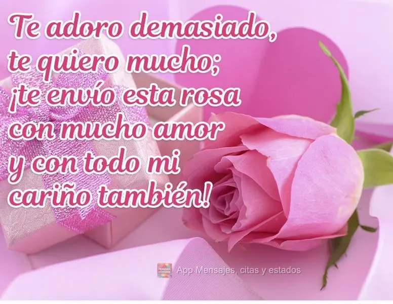 Te adoro demasiado, te quiero mucho; ¡te envío esta rosa con mucho amor y con todo mi cariño también!