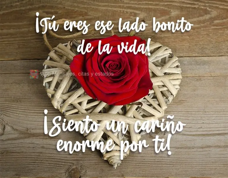 ¡Tú eres ese lado bonito de la vida! ¡Siento un cariño enorme por ti!