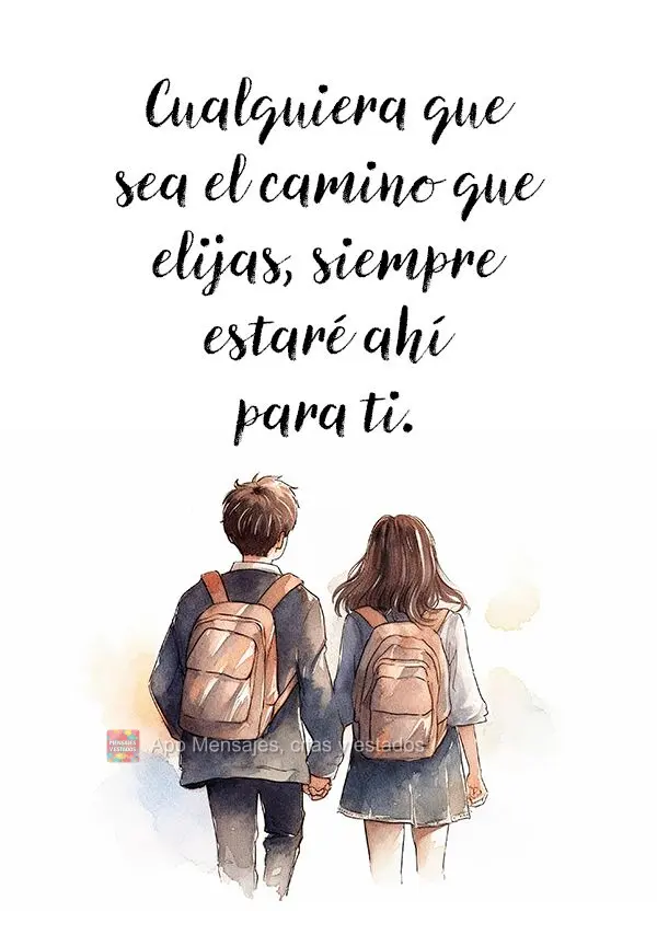 Cualquiera que sea el camino que elijas, siempre estaré ahí para ti.