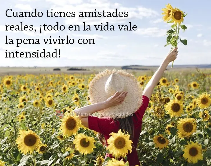 Cuando tienes amistades reales, ¡todo en la vida vale la pena vivirlo con intensidad!