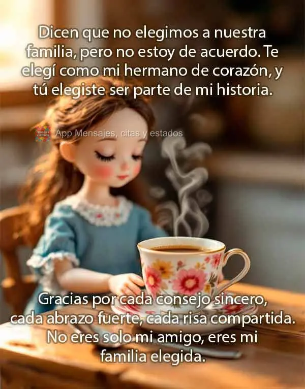 Dicen que no elegimos a nuestra familia, pero no estoy de acuerdo. Te elegí como mi hermano de corazón, y tú elegiste ser parte de mi historia. Gracia...