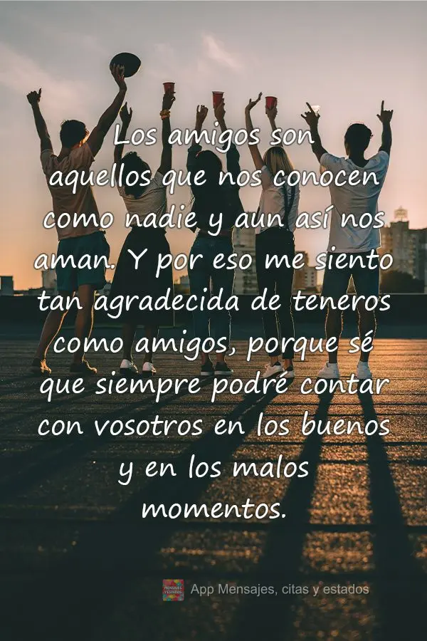 Los amigos son aquellos que nos conocen como nadie y aun así nos aman. Y por eso me siento tan agradecida de teneros como amigos, porque sé que siempre...