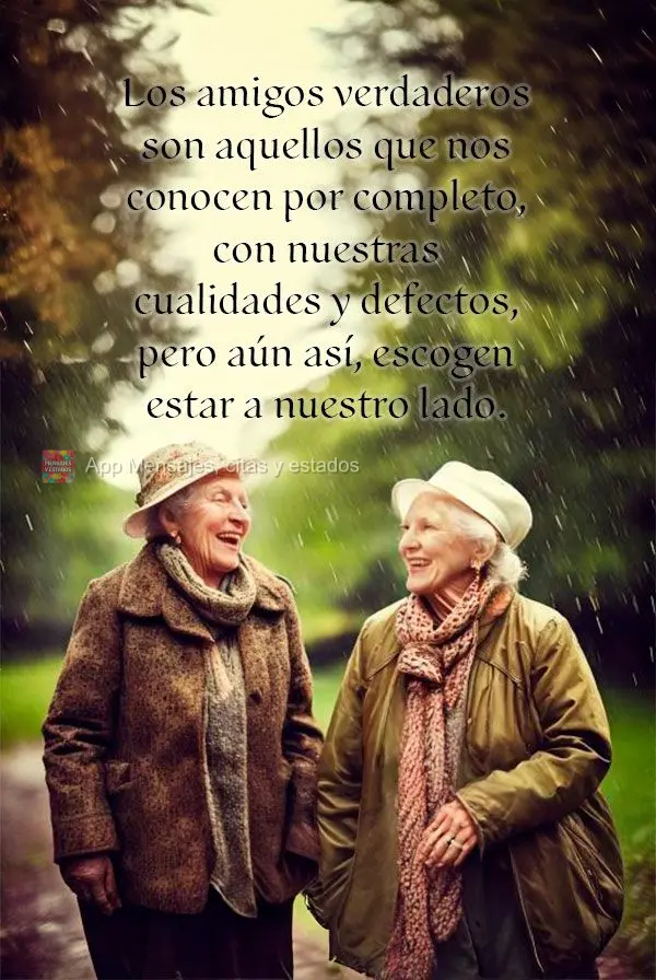 Los amigos verdaderos son aquellos que nos conocen por completo, con nuestras cualidades y defectos, pero aún así, escogen estar a nuestro lado. 