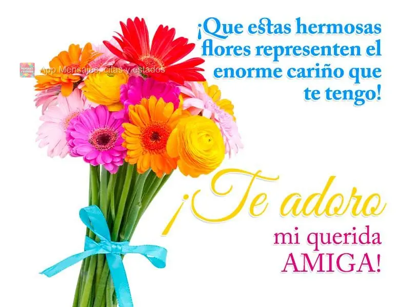 ¡Que estas hermosas flores representen el enorme cariño que te tengo! ¡Te adoro mi querida amiga!