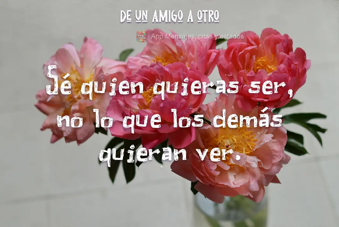 Sé quien quieras ser, no lo que los demás quieran ver. De un amigo a otro