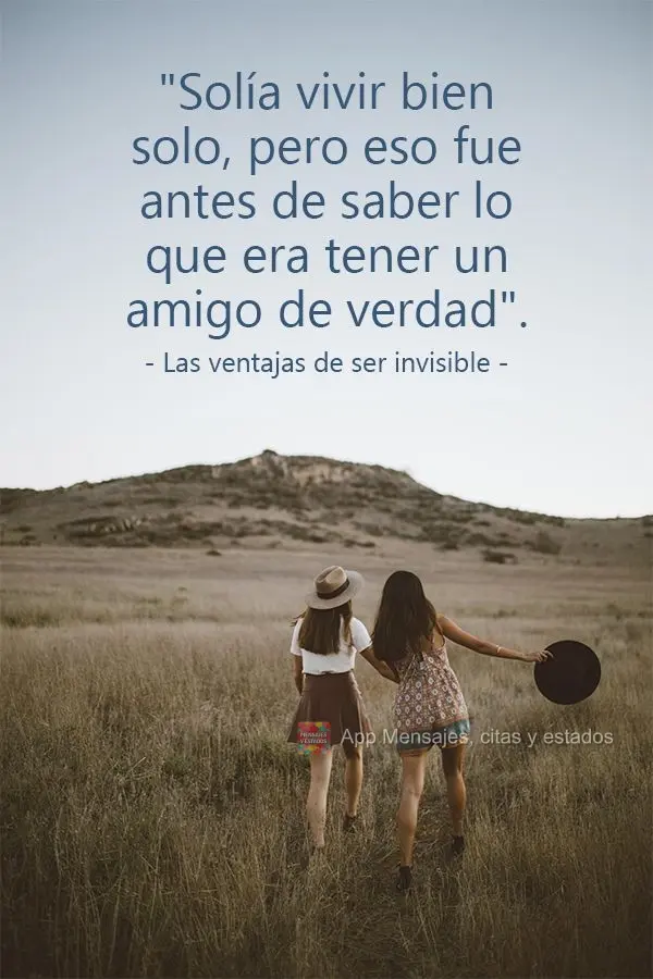 "Solía vivir bien solo, pero eso fue antes de saber lo que era tener un amigo de verdad". Las ventajas de ser invisible