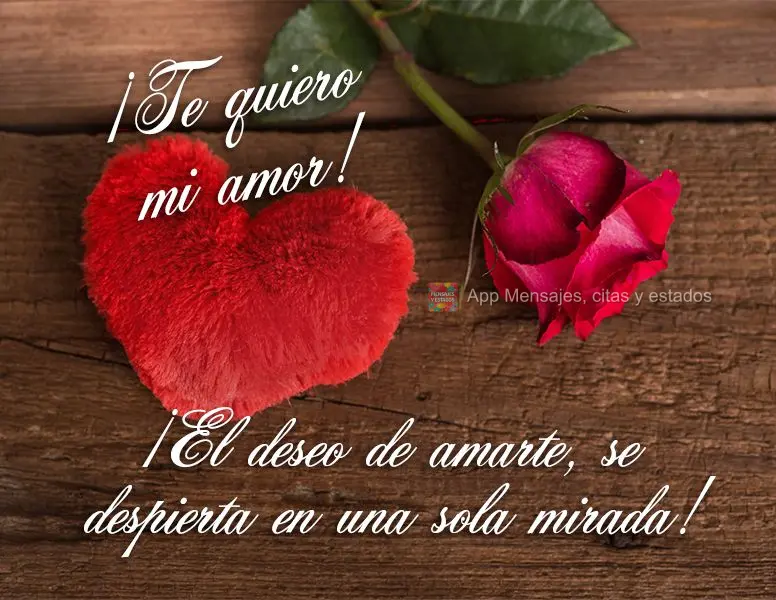 ¡El deseo de amarte, se despierta en una sola mirada! ¡Te quiero mi amor!