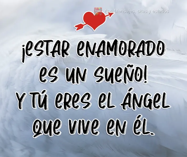 ¡Estar enamorado es un sueño! Y tú eres el ángel que vive en él.