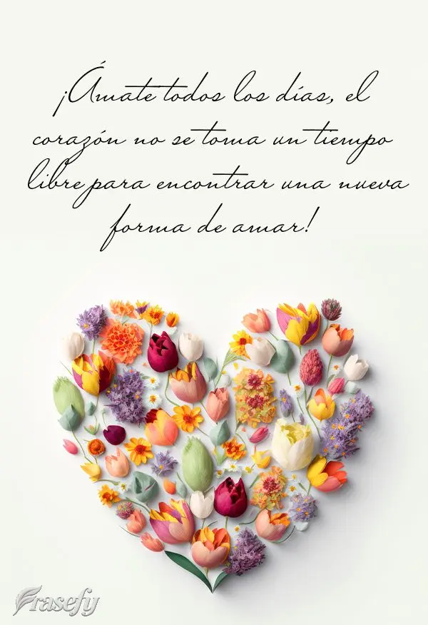 ¡Ámate todos los días, el corazón no se toma un tiempo libre para encontrar una nueva forma de amar!