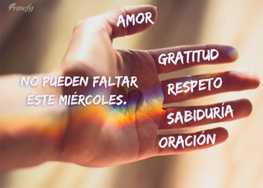 AMOR, RESPETO, GRATITUD, ORACIÓN, SABIDURÍA, no pueden faltar este miércoles.