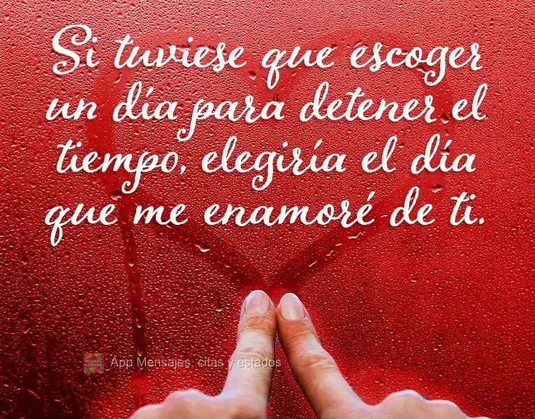 Si tuviese que escoger un día para detener el tiempo, elegiría el día que me enamoré de ti.
