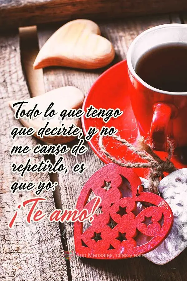 Todo lo que tengo que decirte, y no me canso de repetirlo, es que yo: ¡Te amo!