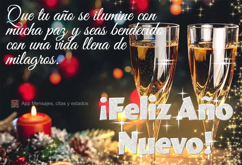 Que tu año se ilumine con mucha paz y seas bendecido con una vida llena de milagros. ¡Feliz Año Nuevo!