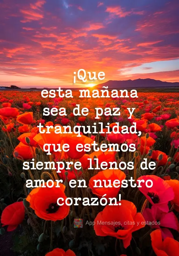 ¡Que esta mañana sea de paz y tranquilidad, que estemos siempre llenos de amor en nuestro corazón!
