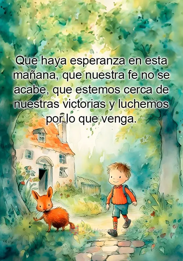 Que haya esperanza en esta mañana, que nuestra fe no se acabe, que estemos cerca de nuestras victorias y luchemos por lo que venga.