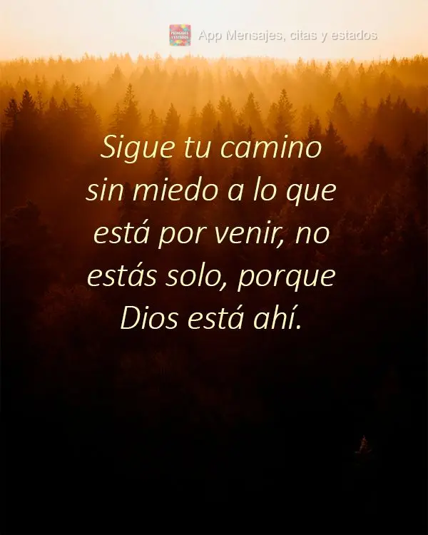 Sigue tu camino sin miedo a lo que está por venir, no estás solo, porque Dios está ahí.