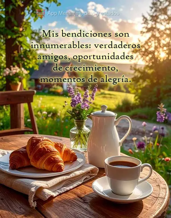 Mis bendiciones son innumerables: verdaderos amigos, oportunidades de crecimiento, momentos de alegría.