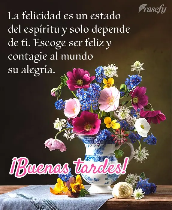 A felicidade é um estado de espírito e só depende de você. Escolha ser feliz e contagie o mundo com sua alegria. Boa tarde!