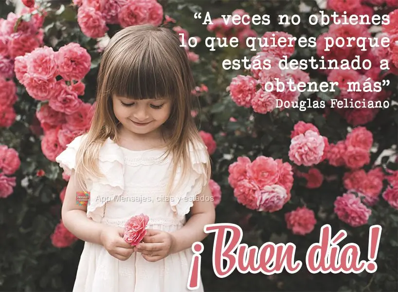 "A veces no obtienes lo que quieres porque estás destinado a obtener más". ¡Buen día! Douglas Feliciano