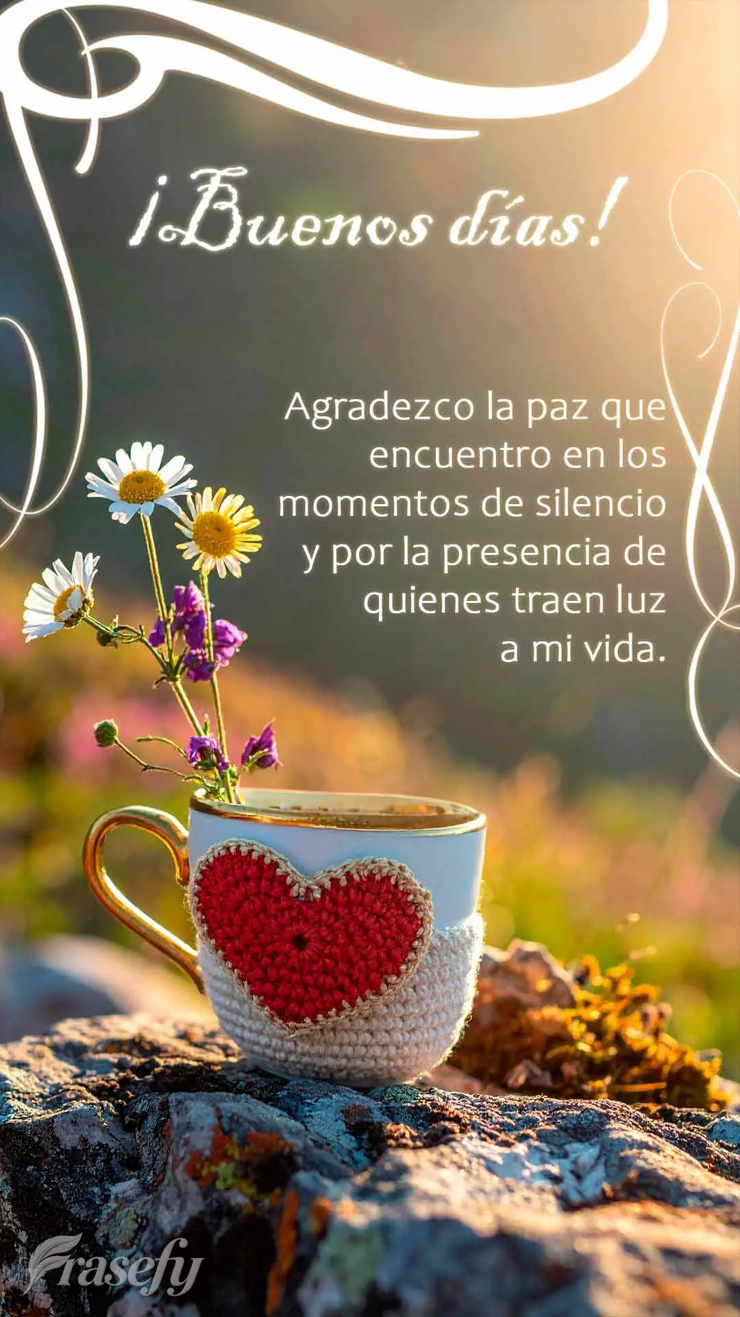 Agradezco la paz que encuentro en los momentos de silencio y por la presencia de quienes traen luz a mi vida. ¡Buen día!