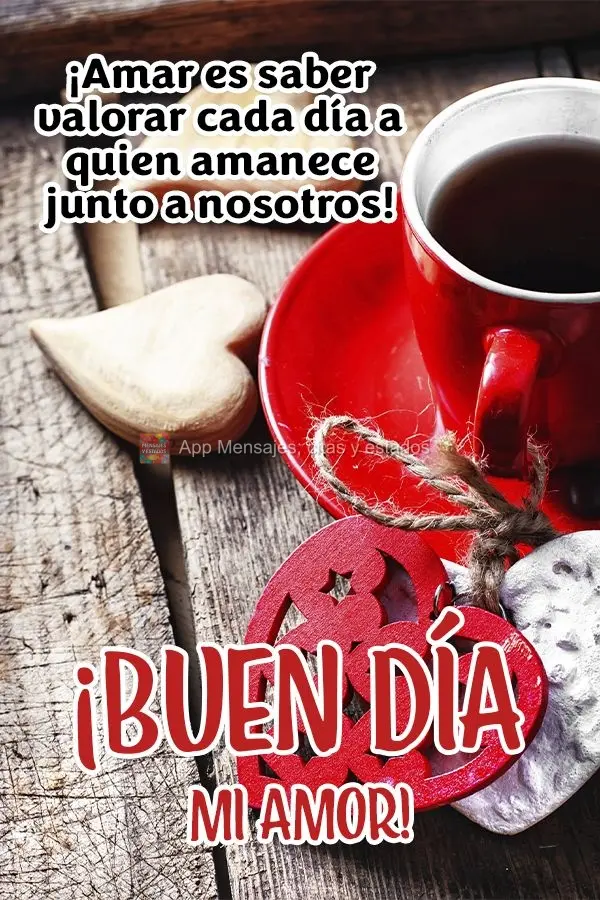 ¡Amar es saber valorar cada día a quien amanece junto a nosotros! ¡Buen día mi amor!
