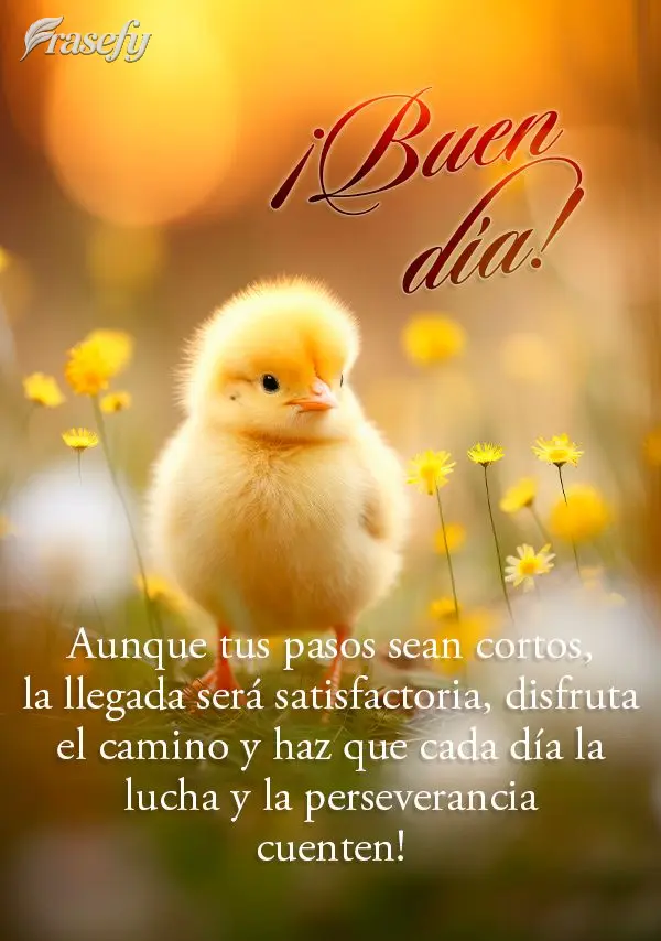 Aunque tus pasos sean cortos, la llegada será satisfactoria, disfruta el camino y haz que cada día la lucha y la perseverancia cuenten! ¡Buen día!