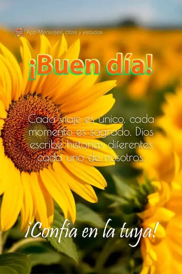 Cada viaje es único, cada momento es sagrado. Dios escribe historias diferentes para cada uno de nosotros. ¡Confía en la tuya! ¡Buen día!