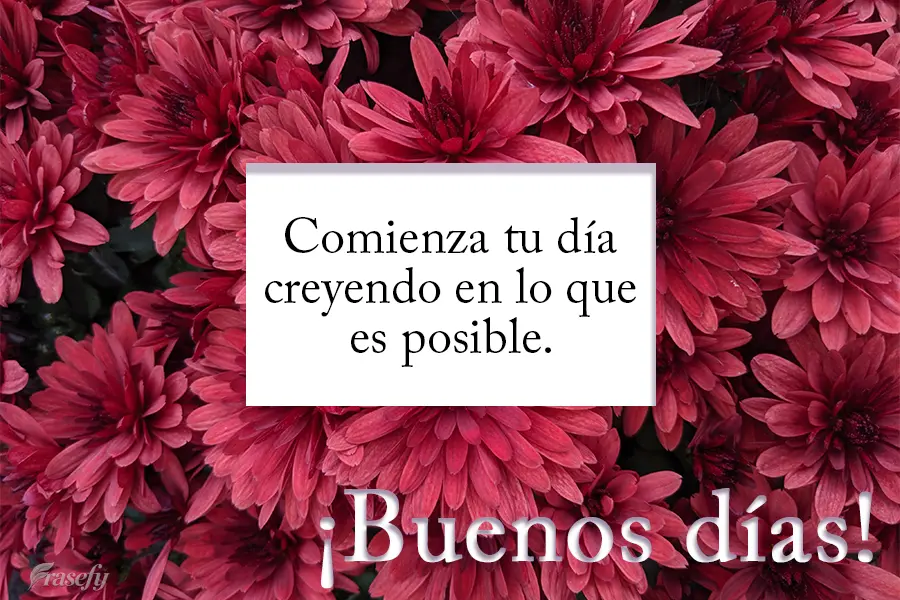Comienza tu día creyendo en lo que es posible. ¡Buenos días!