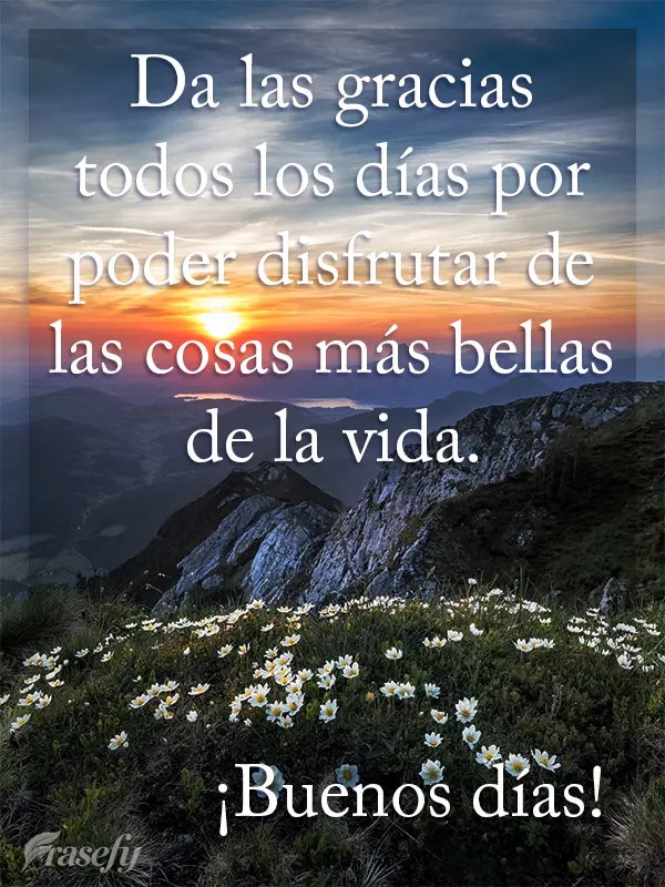 Da las gracias todos los días por poder disfrutar de las cosas más bellas de la vida. ¡Buenos días!