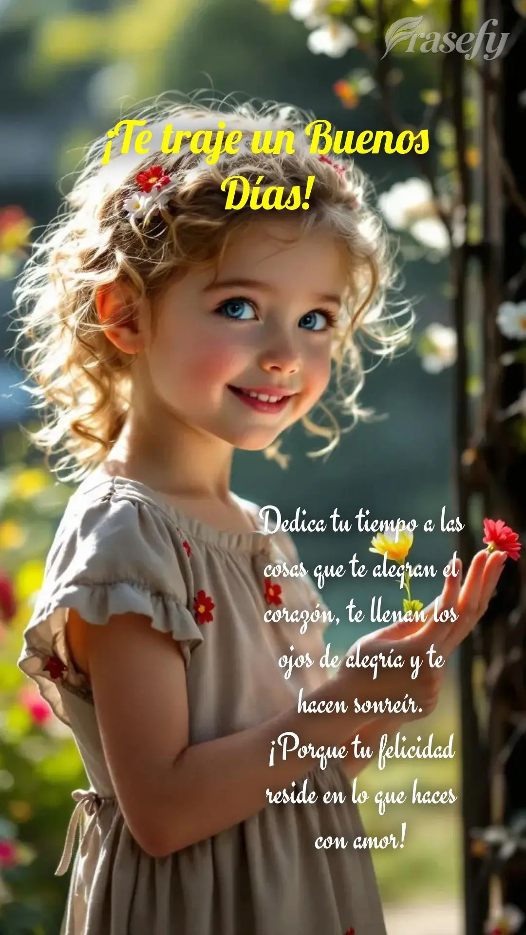 Dedica tu tiempo a las cosas que te alegran el corazón, te llenan los ojos de alegría y te hacen sonreír. ¡Porque tu felicidad reside en lo que haces...