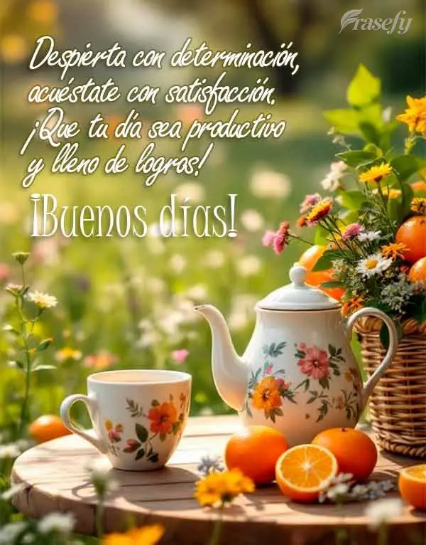 Despierta con determinación, acuéstate con satisfacción. ¡Que tu día sea productivo y lleno de logros! ¡Buenos días!