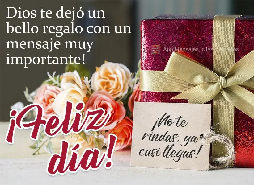 Dios te dejó un bello regalo con un mensaje muy importante. ¡No te rindas, ya casi llegas! ¡Feliz día!