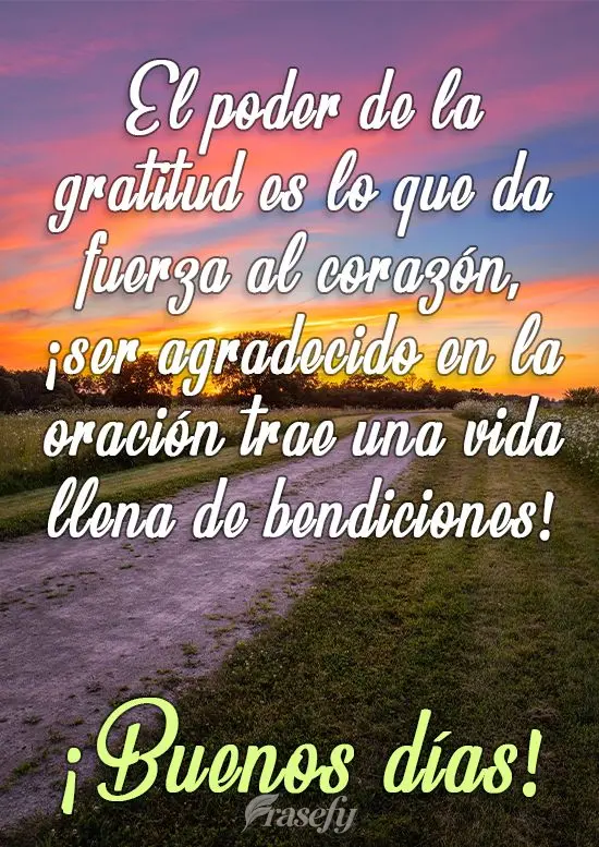 El poder de la gratitud es lo que da fuerza al corazón, ¡ser agradecido en la oración trae una vida llena de bendiciones! ¡Buenos días!