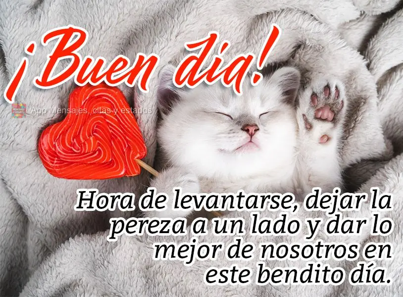 Hora de levantarse, dejar la pereza a un lado y dar lo mejor de nosotros en este bendito día. ¡Buen día!