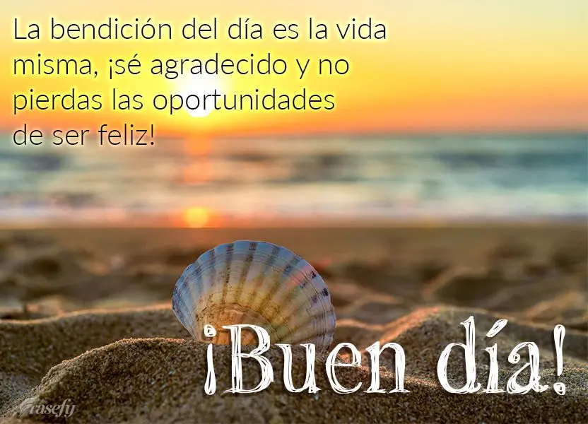 La bendición del día es la vida misma, ¡sé agradecido y no pierdas las oportunidades de ser feliz! ¡Buen día!